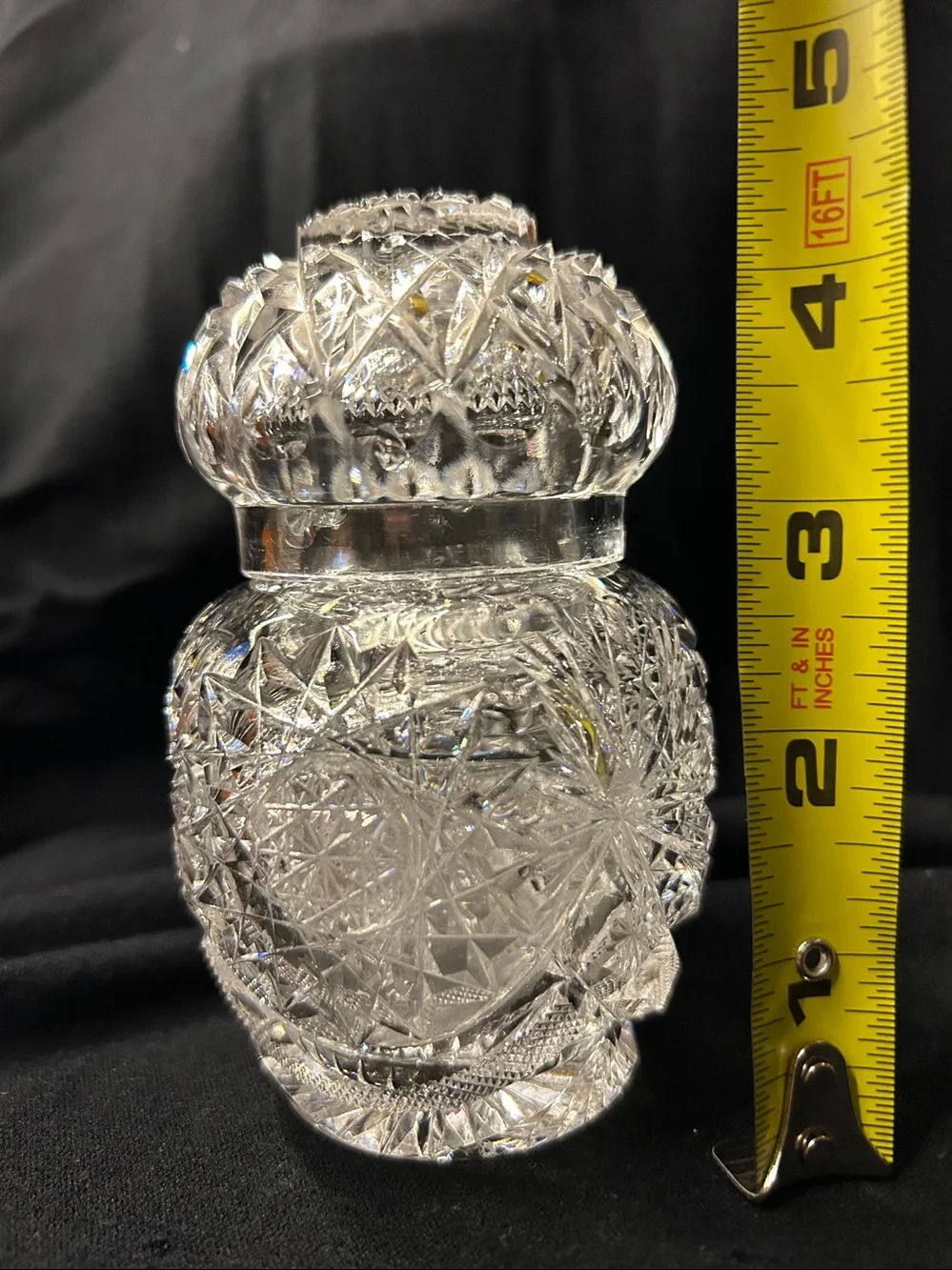 Clear Cut Glass Decorative Jar with Lid SMALL CHIPS